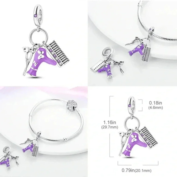 925 Sterling Silver Lady Hair Care Charm - Picture 4 of 10